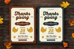 感恩节晚宴活动邀请传单海报矢量可编辑设计模板素材下载 Thanksgiving Dinner Flyer