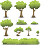 Forest Trees, Hedges And Bush Set