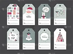 圣诞礼物标签设置在复古风格。矢量图