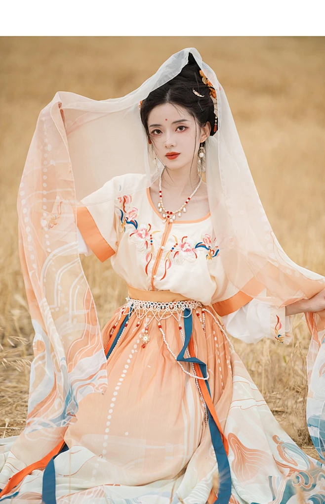 花槿轩原创山海有鹿唐制汉服女中国风敦煌飞天坦领半臂秋季款正品-淘宝网-花瓣网