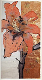 Artist: Robert Kushner Title: Day Lily Medium: Ink, acrylic, and metal leaf on handmade Japanese paper: 