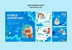 卡通简约世界水日保护海洋水资源节约用水公益宣传海报ps设计素材-淘宝网