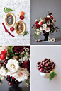 婚礼桌花-红玫瑰桌花和组成的材料