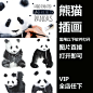 黑白手绘水彩国宝大熊猫特写肖像插画jpg设计素材jpg70-淘宝网