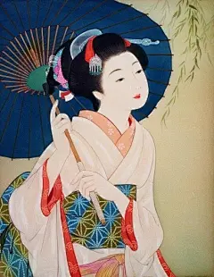 日本艺妓 和风 插画 手绘 为谁谁为谁
