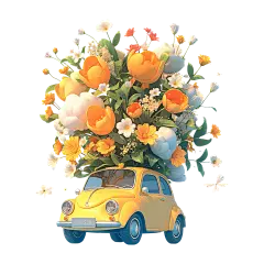 立春&春天软3D车花朵组合