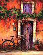 插画师Gleb Goloubetski的单车唯美风光油画作品欣赏