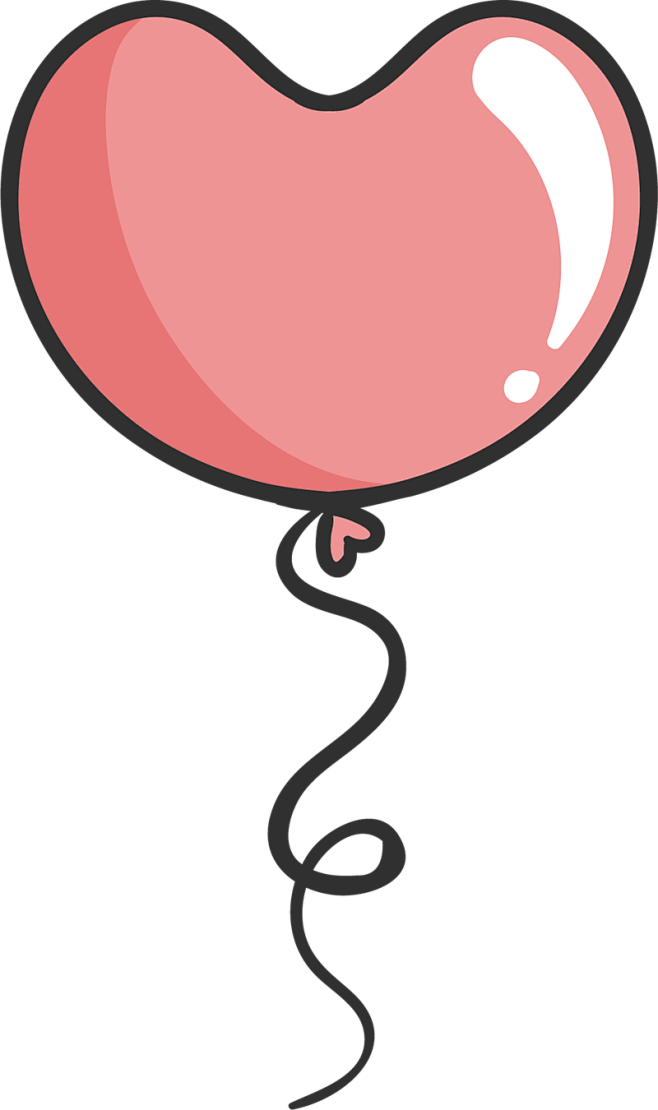 卡通粉色心形气球png元素|png元素,...