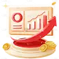 金融商务感3D立体橙红色金属金融元素素材