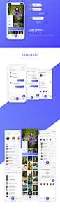 #APP模板#
高雅蓝紫色含社交图片分享短信聊天APP UI xd源文件模板设计-2