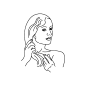A young woman applies a mask to her hair line girl abstract minimalist silhouette Premium Vector