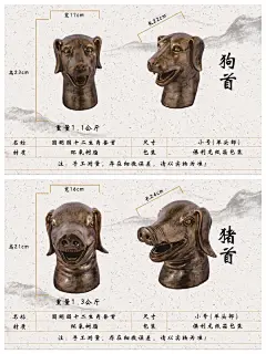 圆明园十二12生肖兽首鼠牛虎兔龙蛇马羊猴鸡狗猪复古仿铜雕塑摆件-淘宝网