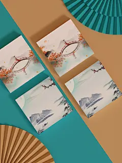 华美大气贺卡文创品牌样机