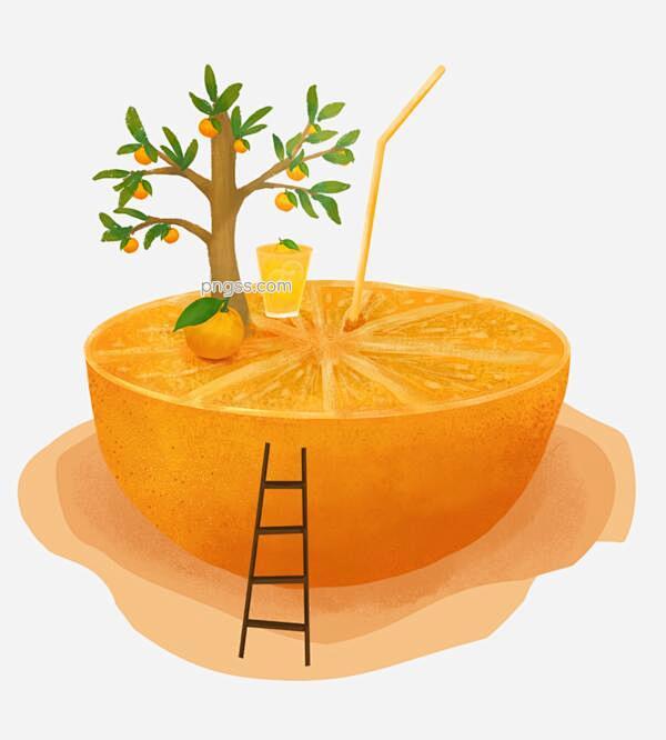 水果主题之橙子手绘插画图片大小1000x...