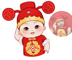 阿边婴儿宝宝照片手绘定制胎毛画儿童q版新生儿卡通可爱漫画头像-淘宝网