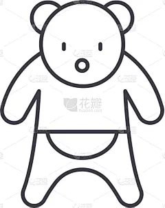 直的,熊,概念,线图标,可爱的,泰迪熊,事件,玩具,小的,动物