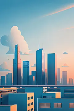 城市扁平风地标插画