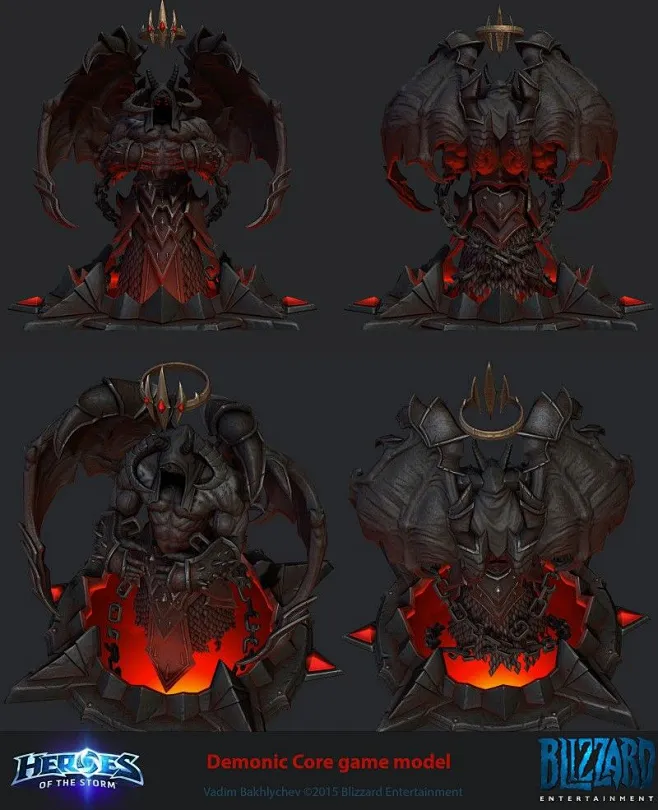 This may contain: the demonic core game model is shown in three ...