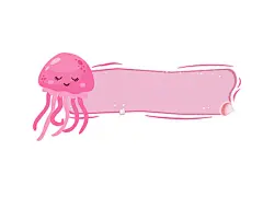 小水母海洋边框卡通边框海洋主题元素姓名牌png