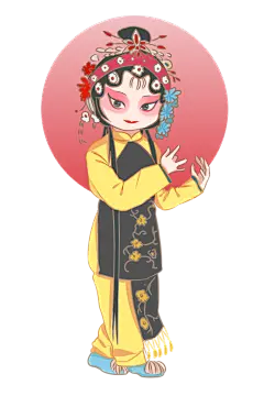 手绘卡通脸谱京剧戏剧人物免扣素材PNG
