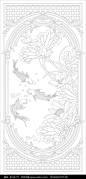 荷花锦鲤欧式花纹玄关雕刻图案图片