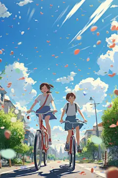 数字艺术学生放假开心过暑假扁平风插画