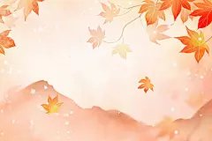 水彩手绘立秋秋天树叶背景原创插画海报立秋元素
