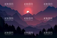  矢量山峦背景   - 源文件下载【酷图网】矢量山峦背景,山峰壁纸,群山环抱,植物,景色,风景地形,大自然,远山背景,高山,山脉,风景,