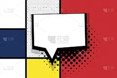波普风,文字,漫画书,对话气泡框,无人,形状,黄色,白色,红色,黑色