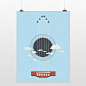 轻艺术 创意插画 吉他战斗机 北欧蓝色图片音乐海报定制装饰画芯-淘宝网