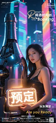 源文件下载【酒吧KTV预定转场美女酒瓶海报】编号：40920030516567754