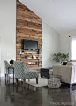 Farmhouse living room makeover on a budget. Love the rustic wood accent wall, which only cost $30!
