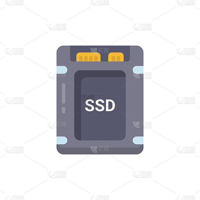 SSD硬盘图标在矢量。标识;