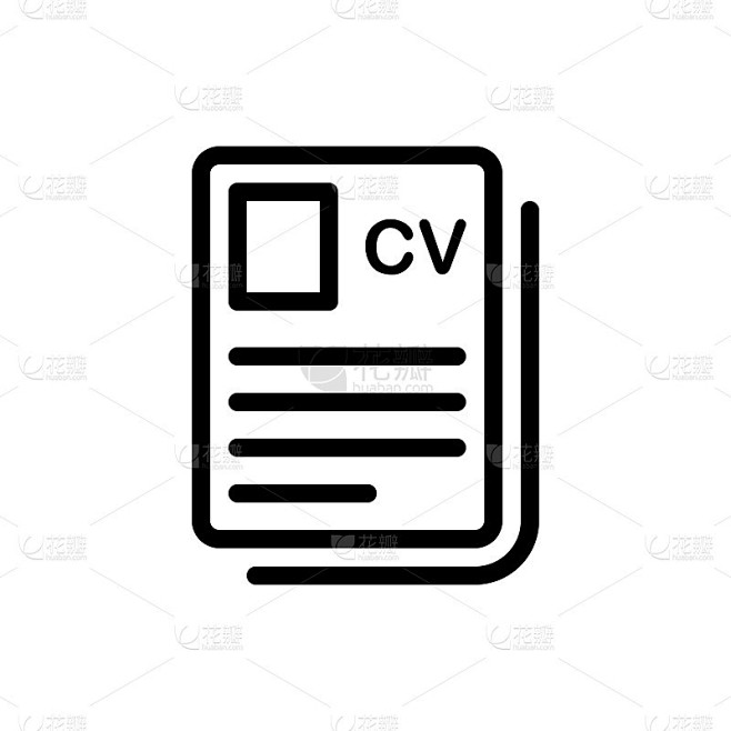 CV矢量图标轮廓插图。
