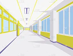 走廊,矢量,绘画插图,室内,大学,扁平化设计,大礼堂,窗户,内线航道,小学