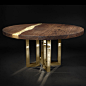 Dining table / original design / nickel / bronze - IL PEZZO 6 - Il Pezzo Mancante