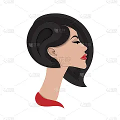Vector portrait of young beautiful woman with shor