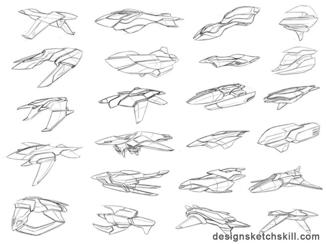 收集的概念飞行器手绘效果图-概念设计手绘...