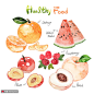 桔子西瓜树莓桃子红色梅子营养水果插画食品插画素材下载-优图网-UPPSD