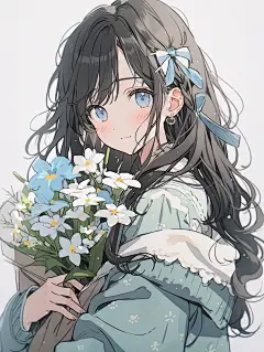 治愈系头像 | 小雏菊女孩 | 捧花少女头像