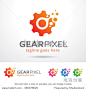 Gear Pixel Logo Template Design Vector