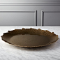 Dojo Round Platter : Shop Dojo Round Platter.   Rough-hewn platter serves organic style edged in elegance.  Handmade of iron with golden snakeskin finish, raw rim raises the bar to deliver drinks, snacks or corral accessories. 