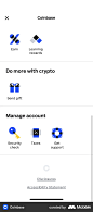 Coinbase App sidebar screen
