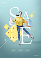 创意字体购物美女个性版式色彩明快促销主题海报PSD素材