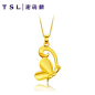 TSL/谢瑞麟 足金吊坠 黄金创意心花型吊坠 YM047@北坤人素材