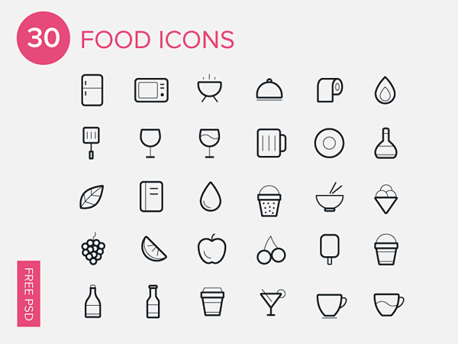 30 Foods Icons-Free ...