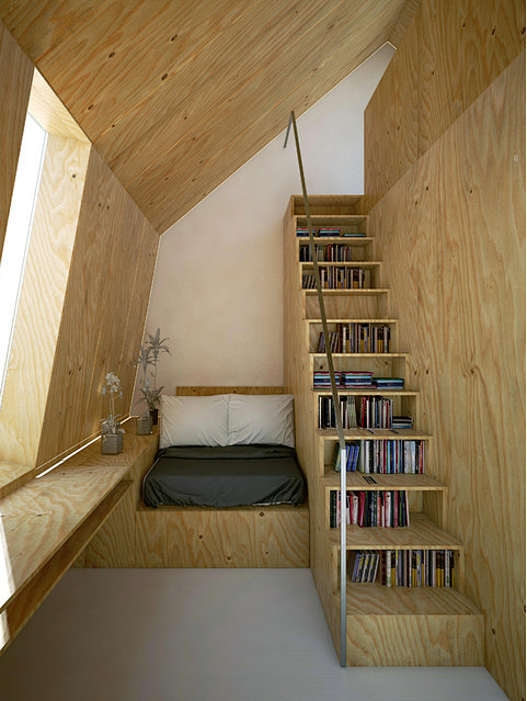 比较简约的书房设计，捧着书，窝在沙发，晒...