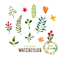 116日系森女卡通水彩植物花朵叶子LOGO花环爱心标志矢量设计元素-淘宝网
