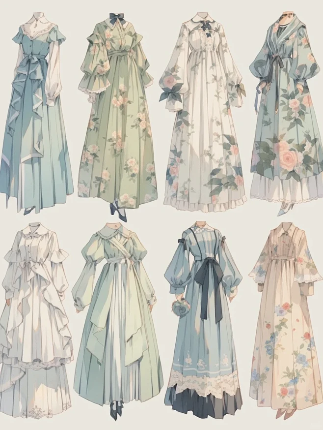 连衣裙｜oc穿搭服设手帐贴纸插画素材21弹-花瓣网