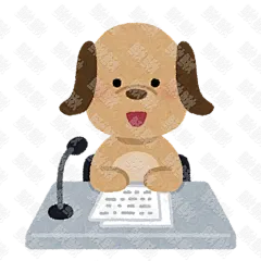 新闻联播演讲做报告的小狗狗猫咪小猫手绘卡通插画手绘png儿童插画免扣素材1